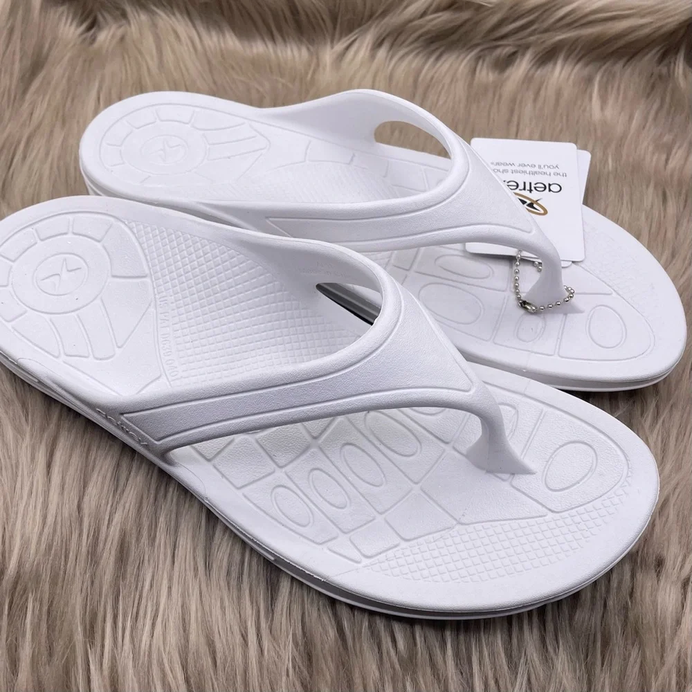Aetrex lynco fiji orthotic comfy white flip flops women Size 11